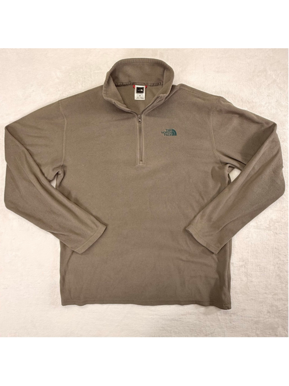 Men's The North Face Lightweight Quarter Zip Medium Brown with Green Logo